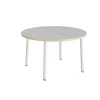 Bord Add 590, Ø1200xH720 mm, lys grå, lyddæmpende linoleum, hvidt stel