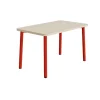 Bord Add 590, 1200x700 mm højde 720 mm med hvidpigmenteret eg, rød stel