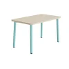 Bord Add 590, 1200x700 mm højde 720 mm med hvidpigmenteret eg, turkis stel