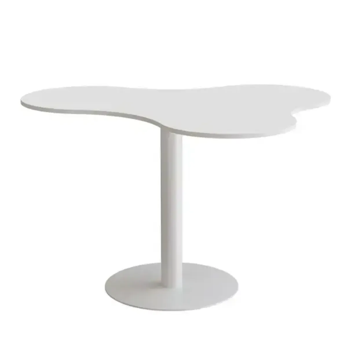 Bord Amöba 1005, 1200x1500 mm, Højde 900 mm, Grå laminat, Hvidt stel