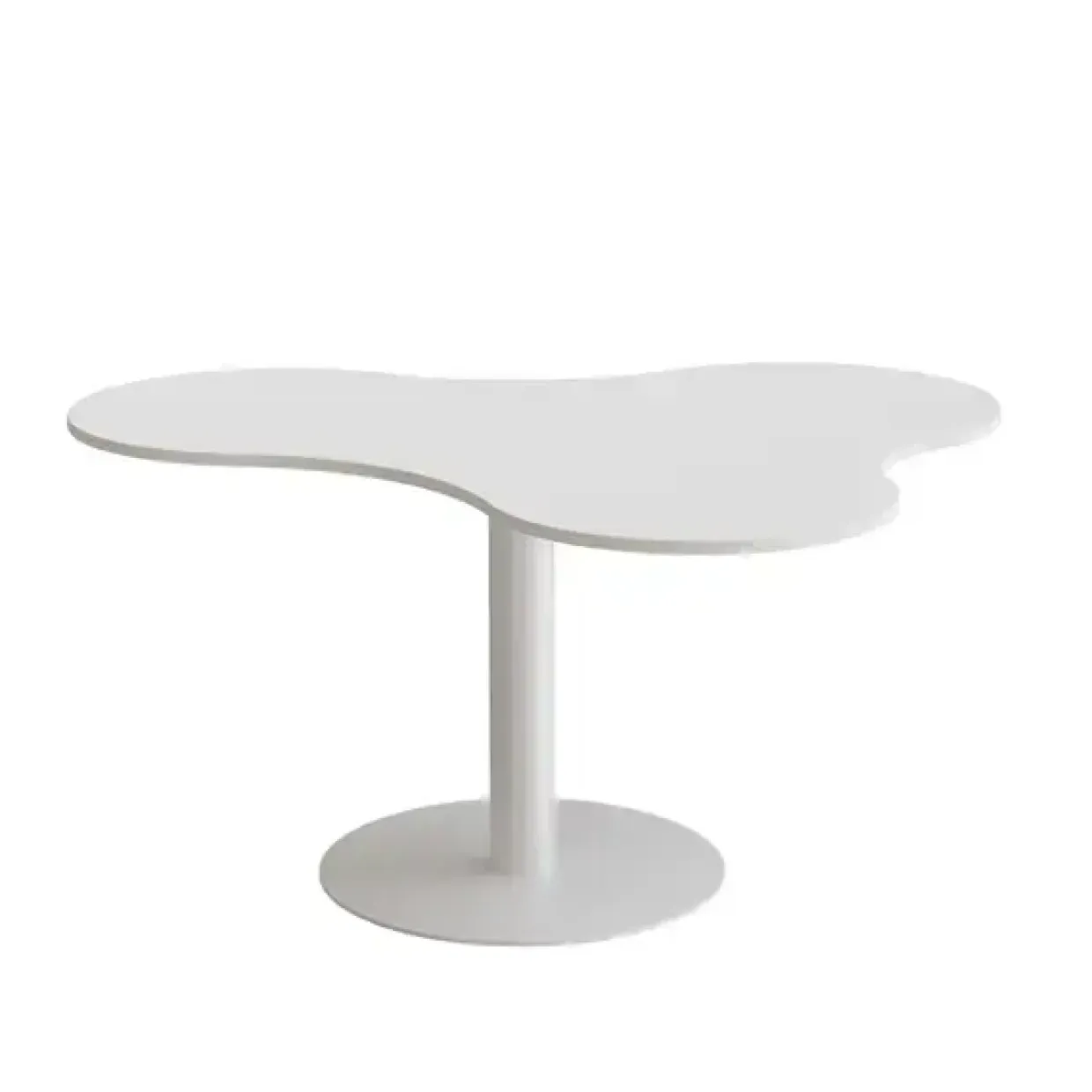 Bord Amöba 1005, 1200x1500 mm, Højde 720 mm, Hvid laminat, Hvidt stel