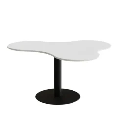 Bord Amöba 1005, 1200x1500 mm, Højde 720 mm, Hvid laminat, Sort stel