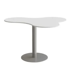 Bord Amöba 1005, 1200x1500 mm, Højde 900 mm, Hvid laminat, Alu stel