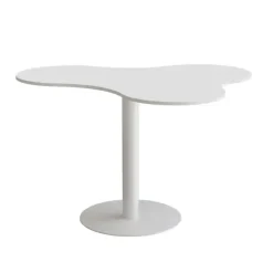 Bord Amöba 1005, 1200x1500 mm, Højde 900 mm, Hvid laminat, Hvidt stel