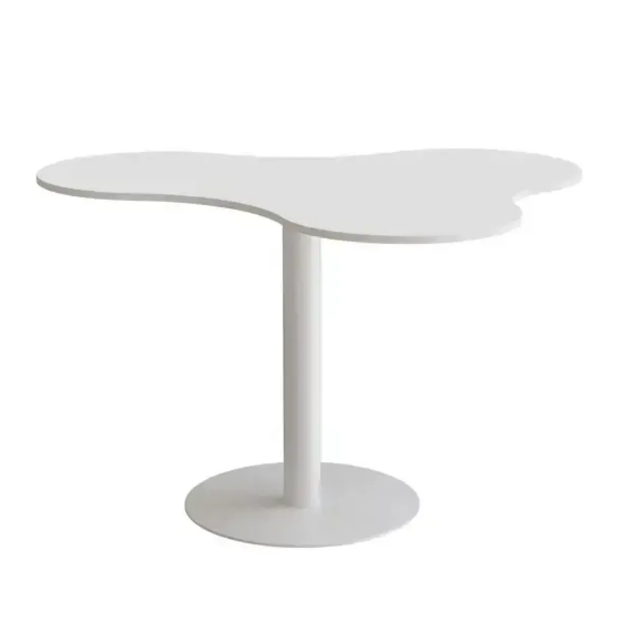 Bord Amöba 1005, 1200x1500 mm, Højde 900 mm, Hvid laminat, Hvidt stel