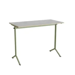 Bord Atlas 1130, L1200xB600 mm, lys grå, lyddæmpende linoleum, grønt stativ