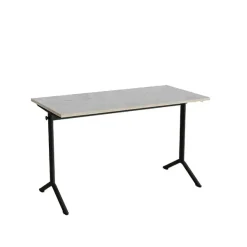 Bord Atlas 1130, L1200xB600mm, lys grå, lyddæmpende linoleum, sortolivent stel
