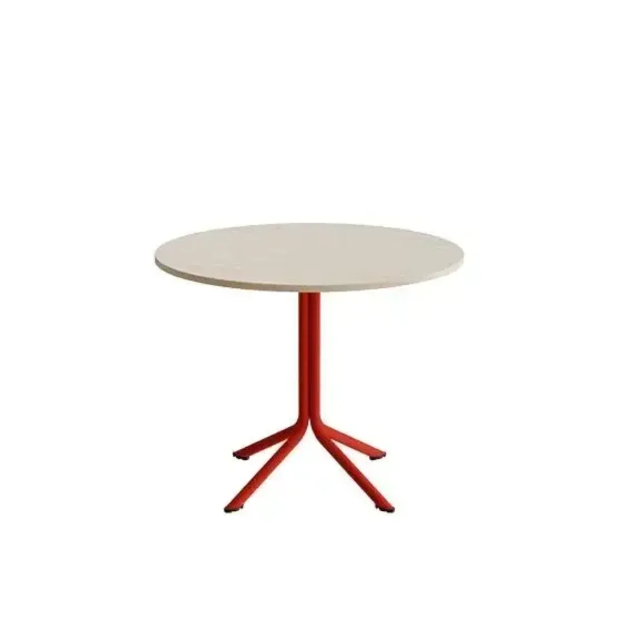 Bord – Atlas 1133 – Ø900 mm – Hvidpigmenteret eg / Rødt stel