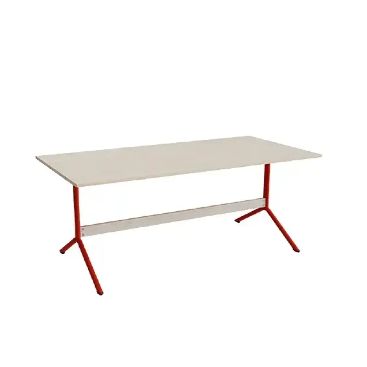 Bord Atlas 1134, 1800x900mm, højde 720, eg højtrykslaminat, rødt stel