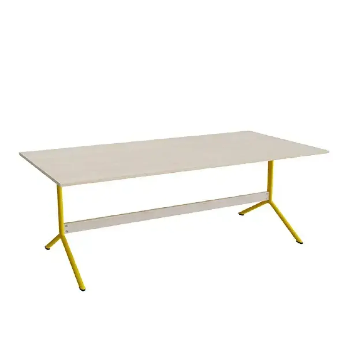 Bord Atlas 1134, 2000x1000mm, højde 720, eg højtrykslaminat, gult stel