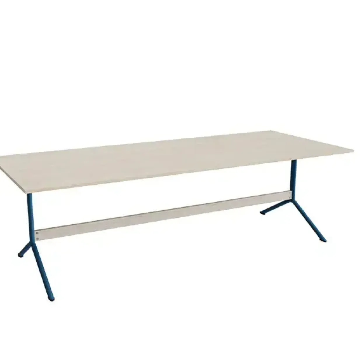 Bord Atlas 1134, 2400x1000mm, højde 720, eg højtrykslaminat, blåt stel