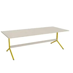 Bord Atlas 1134, 2200x1000mm, højde 720, eg højtrykslaminat, gult stel