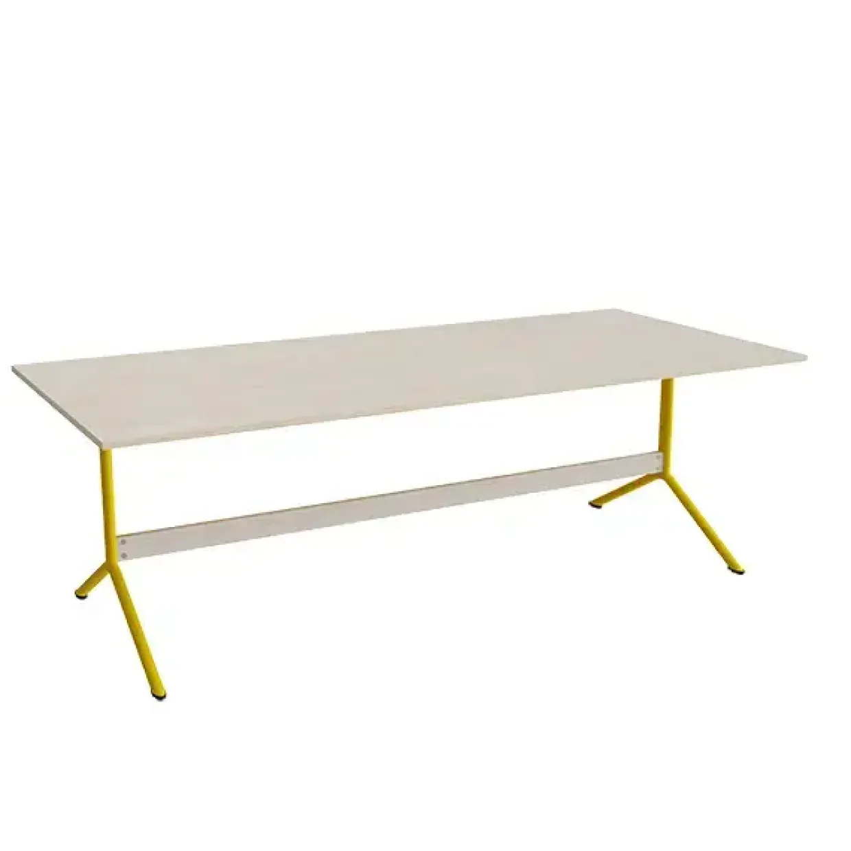 Bord Atlas 1134, 2200x1000mm, højde 720, eg højtrykslaminat, gult stel