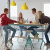 Bord Atlas 1134, 1800x900mm, højde 720, eg højtrykslaminat, grønt stel