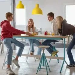 Bord Atlas 1134, 1800x900mm, højde 720, eg højtrykslaminat, grønt stel