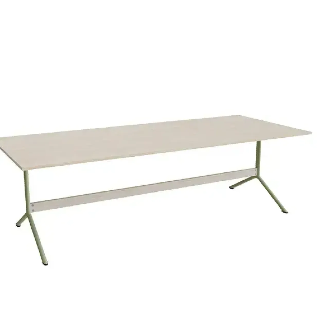 Bord Atlas 1134, 2400x1000mm, højde 720, eg højtrykslaminat, grønt stel