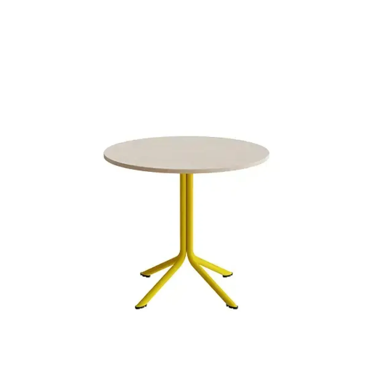 Bord Atlas 1133 Ø800x720mm, Hvidpigmenteret eg med gult understel