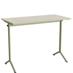 Bord Atlas 1130, 1200x600 mm, lydabsorberende hvidpigmenteret eg, grønt stativ