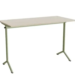 Bord Atlas 1130, 1400x700 mm, lydabsorberende hvidpigmenteret eg, grønt stativ