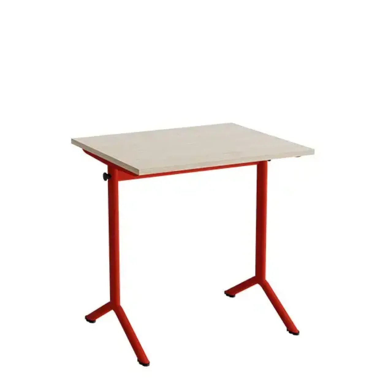 Bord Atlas 1130, 700x600mm, lyddæmpende eg højtrykslaminat, rødt stel