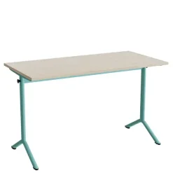 Bord Atlas 1130, 1200x600mm, lyddæmpende eg højtrykslaminat, turkis stel