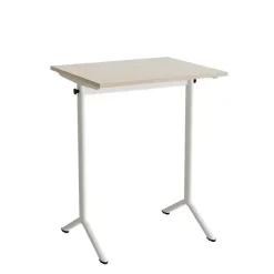 Bord Atlas 1130, 700x600mm, lyddæmpende eg højtrykslaminat, hvidt stel