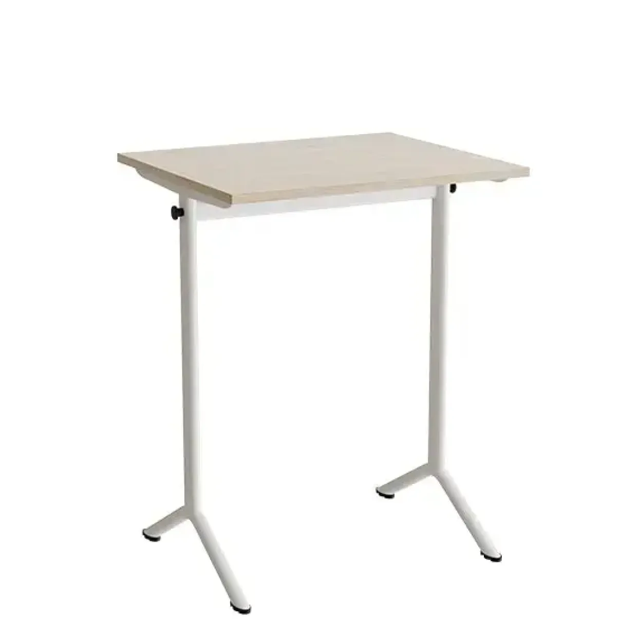 Bord Atlas 1130, 700x600mm, lyddæmpende eg højtrykslaminat, hvidt stel