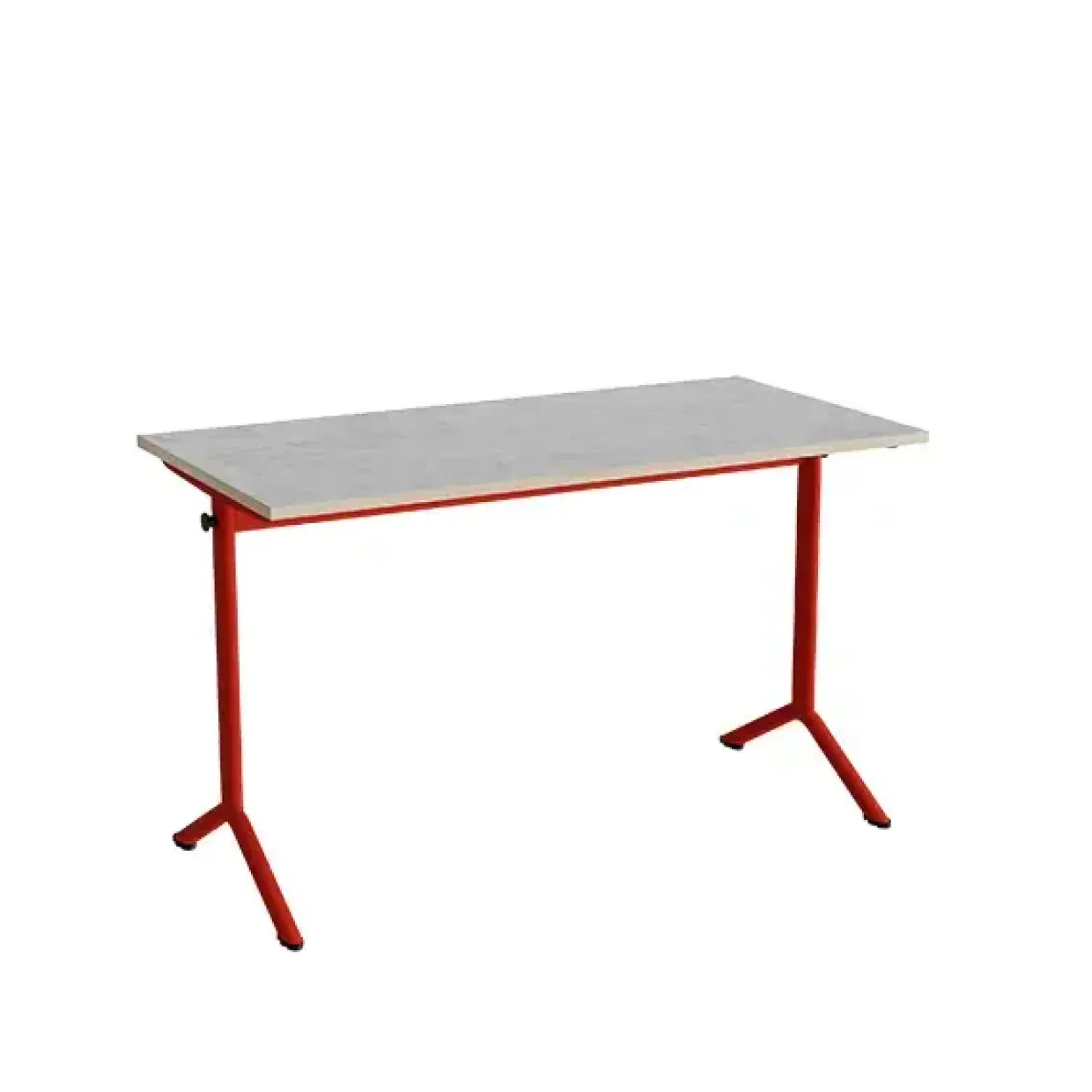 Bord Atlas 1130, 1200x600mm, lys grå, lyddæmpende linoleum, rødt stel