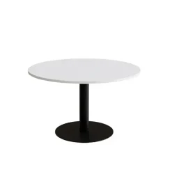 Bord Cirkum, Ø1200mm, højde 720 mm, hvid laminat med sort stel