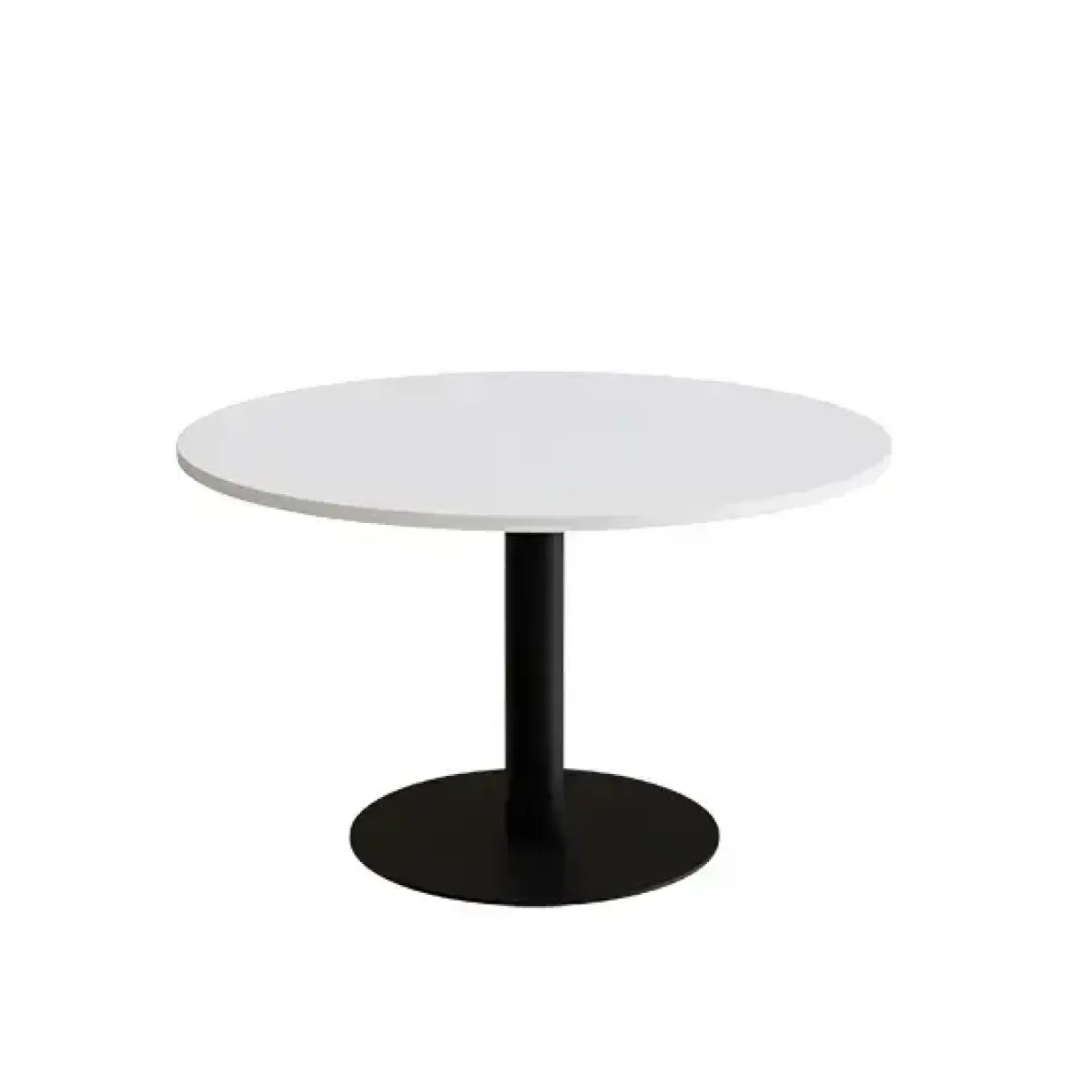 Bord Cirkum, Ø1200mm, højde 720 mm, hvid laminat med sort stel