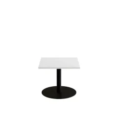 Bord Cirkum, 600x600mm, højde 500 mm, hvid laminat med sort stel