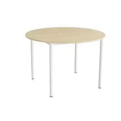 Bord Combi 206, Ø1200 mm, højde 800 mm, birk laminat på hvidt stel