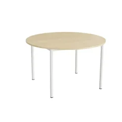 Bord Combi 206, Ø1200 mm, højde 720 mm, birk laminat på hvidt stel