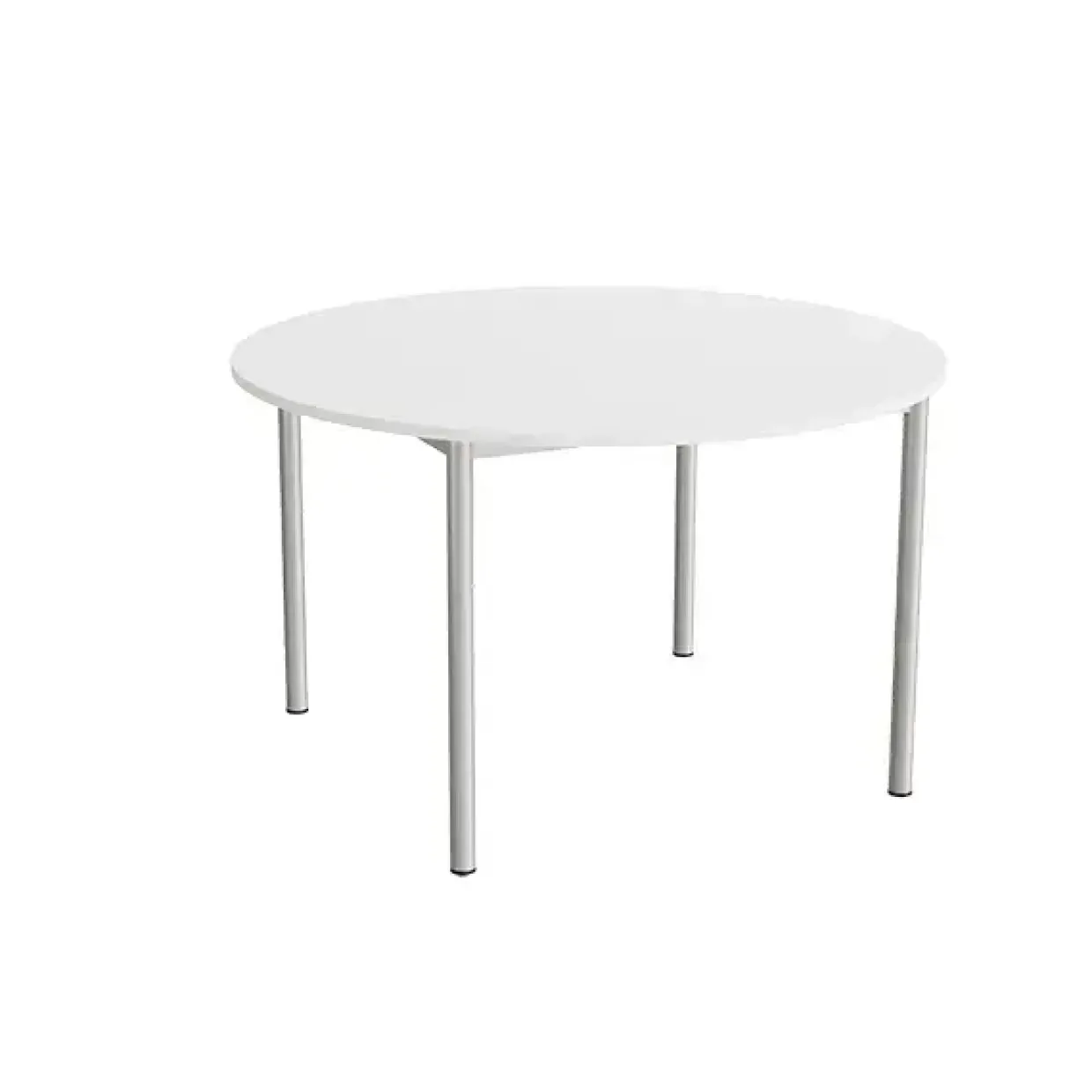 Bord Combi 206, Ø1200 mm, højde 720 mm, hvid laminat på alugråt stel