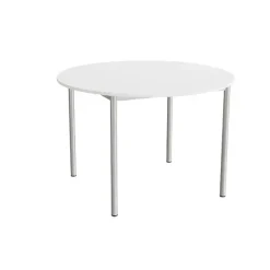 Bord Combi 206, Ø1200 mm, højde 800 mm, hvid laminat på alugråt stel