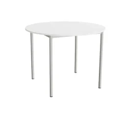 Bord Combi 206, Ø1200 mm, højde 900 mm, hvid laminat på alugråt stel
