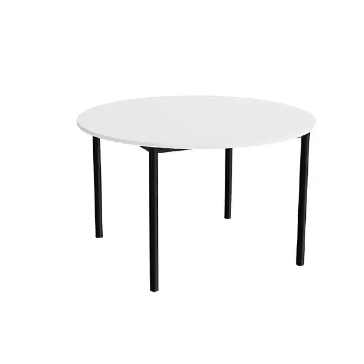 Bord Combi 206, Ø1200 mm, højde 720 mm, hvid laminat på sort stel