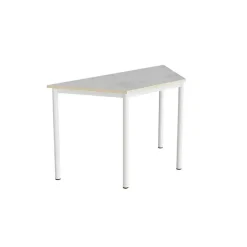 Bord Combi 195, trapezformet, L1200/600xB520xH720 mm, lys grå, lyddæmpende linoleum, hvid stel