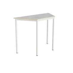 Bord Combi 195, trapezformet, L1200/600xB520xH900 mm, lys grå, lyddæmpende linoleum, hvid stel