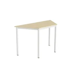 Bord Combi 195, trapezformet, 1200/600x520 mm Højde 720 med lydabsorberende birk laminat, hvid stel
