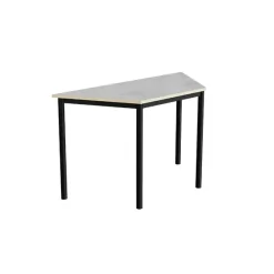 Bord Combi 195, trapezformet, 1200x600x520 mm, H720 mm, lys grå, lyddæmpende linoleum, sort stel