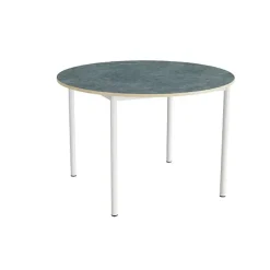 Bord Combi 206, Ø1200xH800 mm, mørk grå, lyddæmpende linoleum, hvidt stel