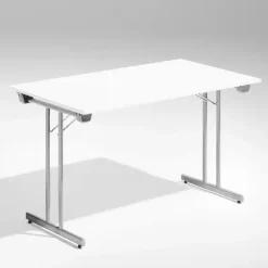 Bord Dinner, Hvid 1200x800 mm, Alugråt understel