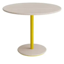 Bord Donut, Ø900 mm, højde 720 mm, hvidpigmenteret ask på gult understel
