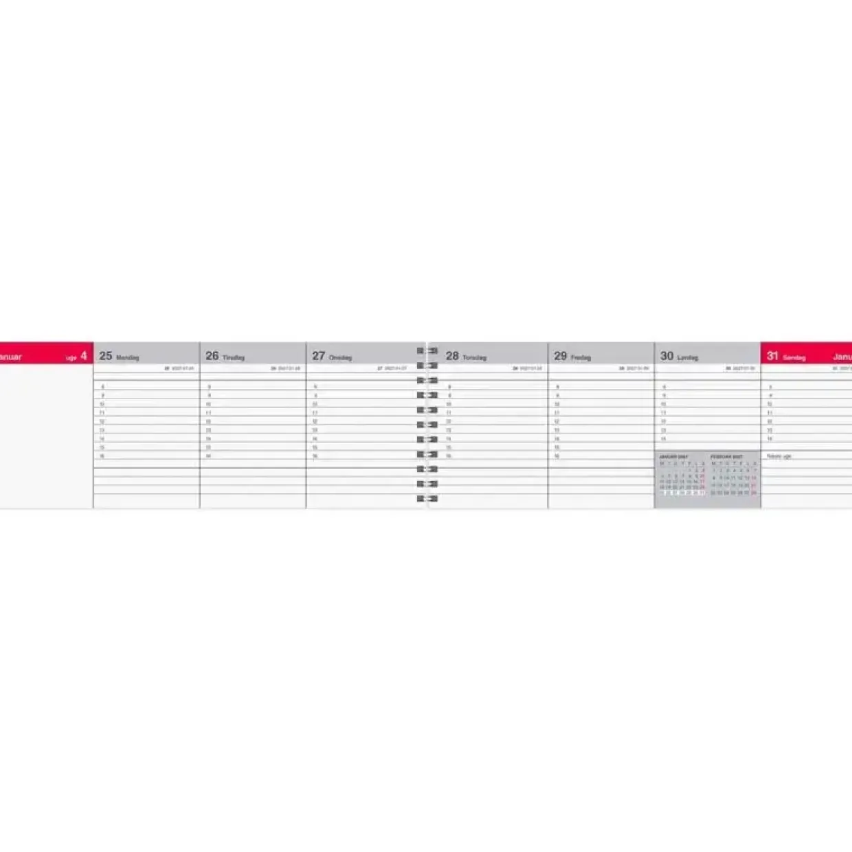 Bordkalender uge - 257x97mm - Spiral - Højformat - Grå - 2027 - Mayland - 27134000