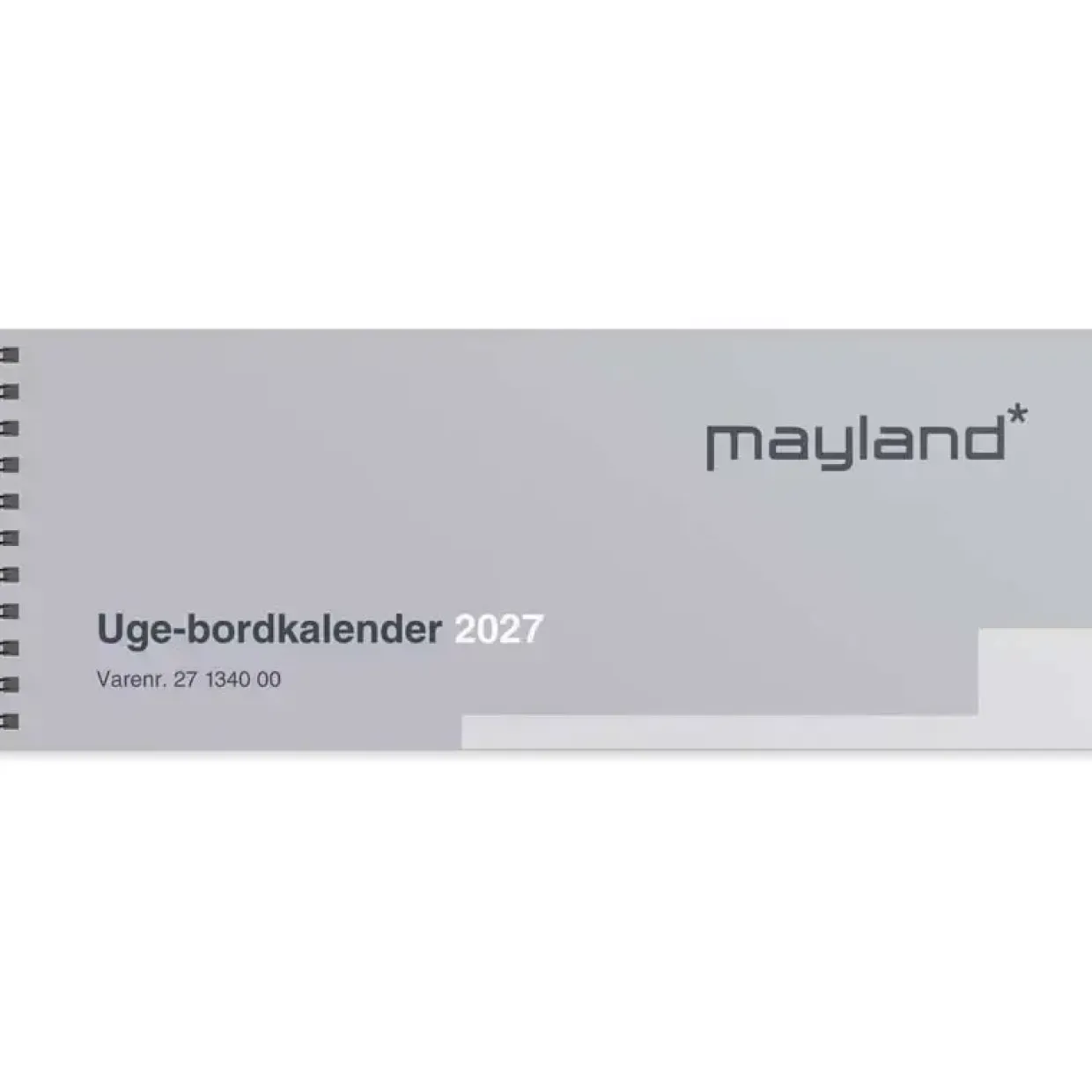 Bordkalender uge - 257x97mm - Spiral - Højformat - Grå - 2027 - Mayland - 27134000