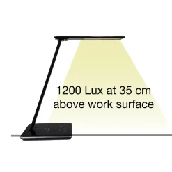 Bordlampe Unilux Linka LED foldbar sort USB+IQ oplader