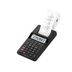 Bordlommeregner med strimmel Casio HR 8RCE-BK euro stort 12 cifret display Strimmelregner