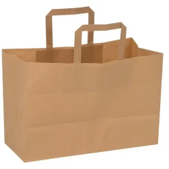 Bærepose 32x22x27cm 21 L 80 g m2 brun papir med hank - 250 stk
