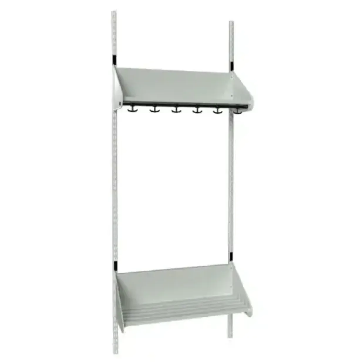 Børnegarderobe BST Kombination F, Startsektion 3 pladser B 750 mm, lys grå